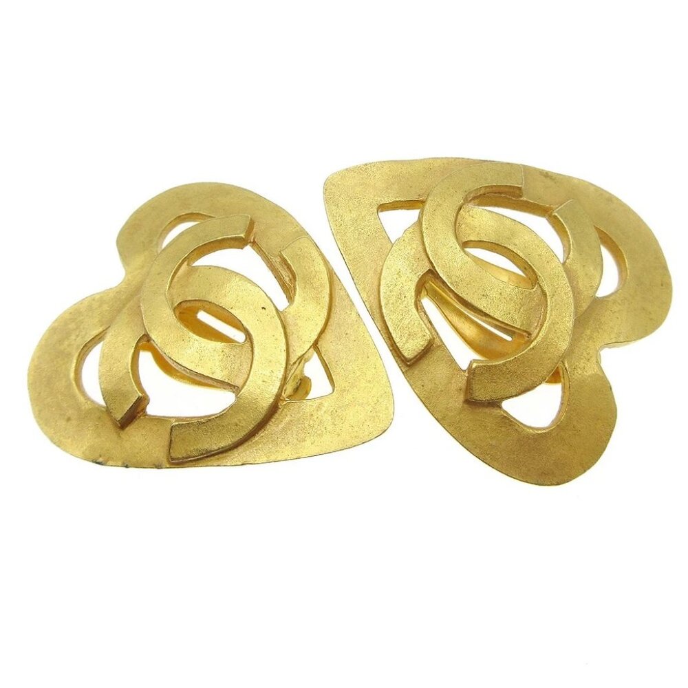 Chanel Heart Earrings Clip-On Gold 95P 89110 - Picture 5 of 5